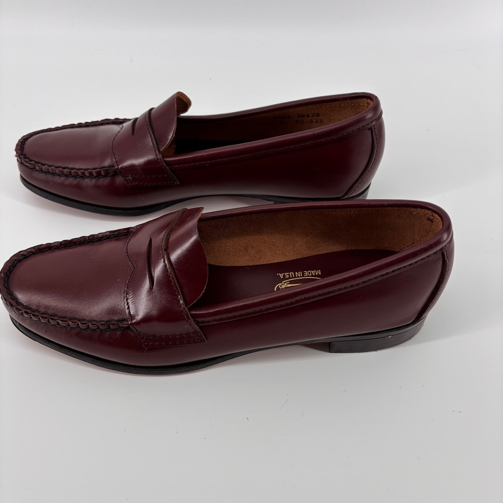 Vtg Sebago Penny Loafers Burgundy Leather Handsewn Made in USA Women's 8.5 AA - Picture 3 of 8